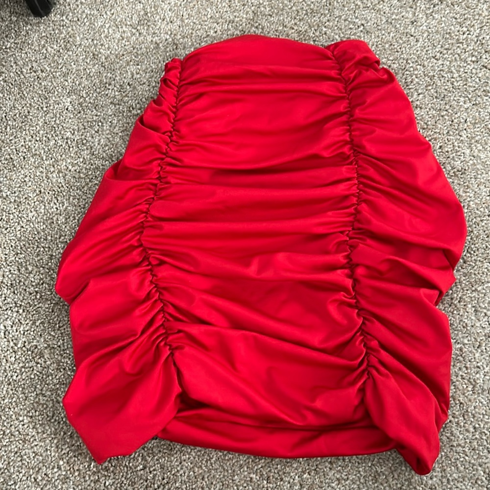 red mini skirt